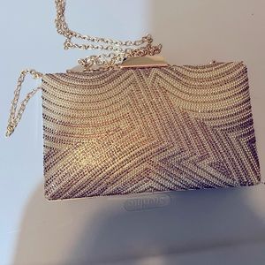 Gold sparkle cocktail bag with strap